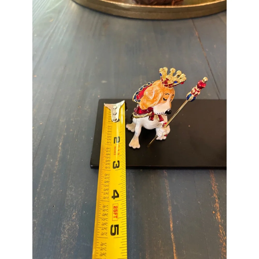 Royal Beagle Dog Enameled Jeweled Trinket Box King Hound Crown Scepter Figurine